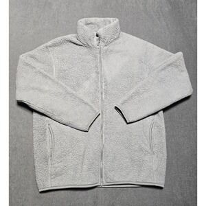 Uniqlo Womens Fleece Sherpa Fluffy Full Zip Jacket Gray XL‎